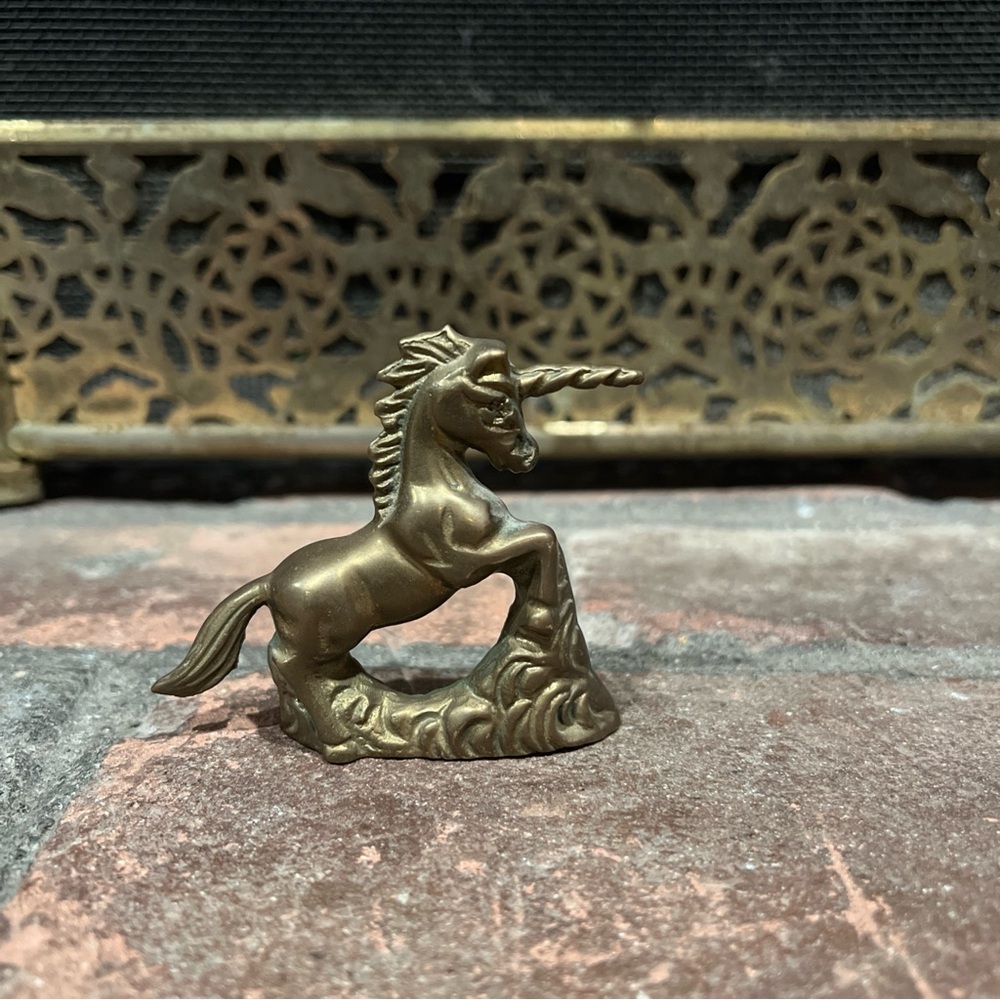 Vintage Solid Brass Unicorn Figurine - Elegant Home Accent/paper weight - Picture 2 of 8